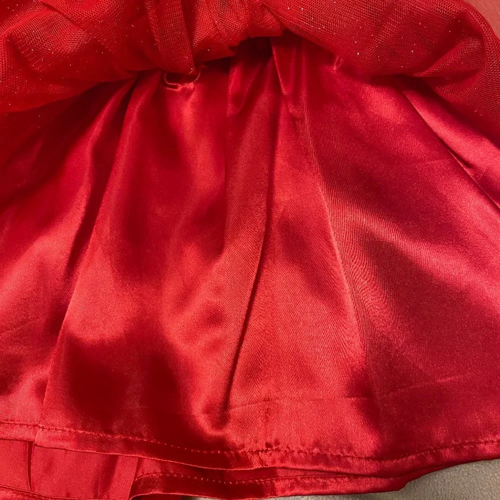 Nannette Baby Girl 2pc. White Sparkly Coat/Red Dress - Picture 12 of 15